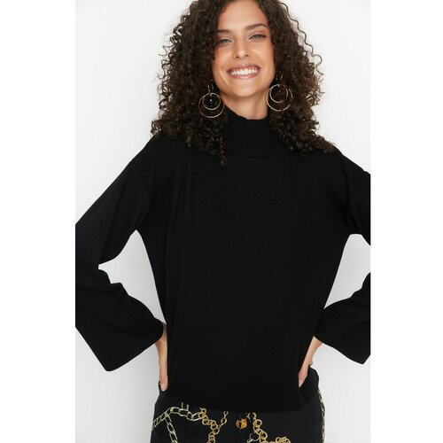Trendyol Black Sleeve Detailed Knitwear Sweater Slike