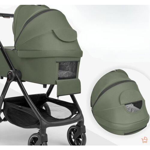 Kikka Boo modena kolica za bebe 3u1 set sa i-size auto sedi&amp;scaron;tem i tvrdom korpom army green Slike