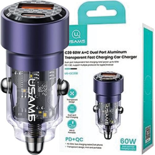 Usams 60W USB OMREŽNI POLNILEC USB-C ZA TELEFON VIJOLIČEN, (22007309) Slike
