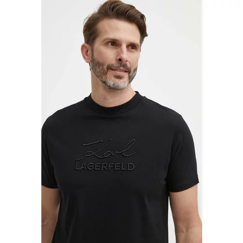 Karl Lagerfeld Pamučna majica za muškarce, boja: crna, s aplikacijom, 542225.755030