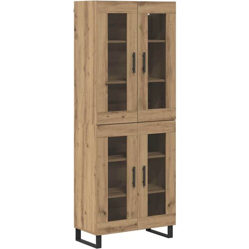 vidaXL Visok predalnik 2 pcs Umetni hrast Inženirski les in steklo, (5000107628) Cene