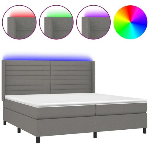  Krevet box spring s madracem LED tamnosivi 200x200 cm tkanina Slike
