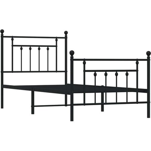 VidaXL Metalni okvir kreveta uzglavlje i podnožje crni 90 x 200 cm Slike