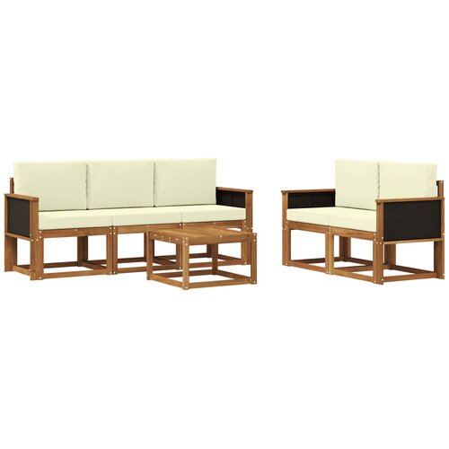 vidaXL Zunanja garnitura za sedenje z blazino 6 pcs Naravna in smetana, (5000279925) Cene