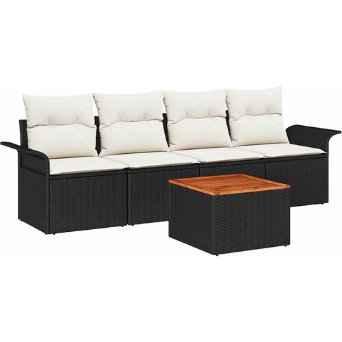 Sjedeća garnitura za vrt 5 kom. 4-Broj sjedala Crna i Krema 251 x 62 x 69 cm Slike