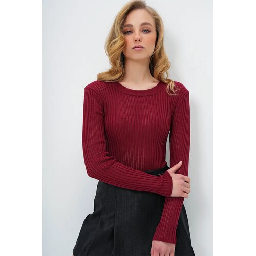 Trend Alacati Stili Ženska bluza dugih rukava Alc-X13738, Okrugli izrez, Bordo Cene