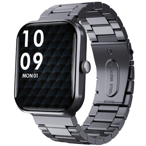 INF Smartwatch Compatible With Joeme Fit - Black Anodized Aluminum With Stainless Steel Strap, (5000263672) Cene