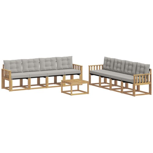 vidaXL Zunanja garnitura za sedenje 9 pcs Bela in svetlo siva, (5000270379) Cene