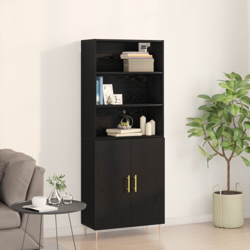 VidaXL Visoki ormar Crni hrast 69.5x34x180 cm Inženjersko drvo Slike