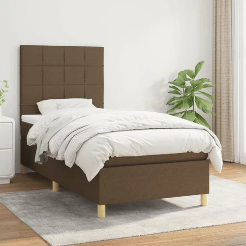  Box spring postelja z vzmetnico temno rjava 90x200 cm blago, (20900312)