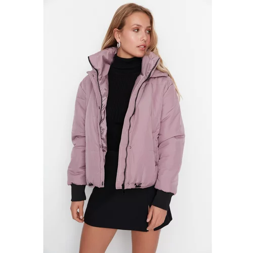 Trendyol Lilac Wide Cut Oversize Hooded Zipper Down Jacket