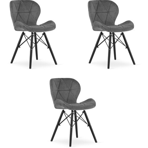 Brandless LAGO stol Velvet - siva / črne noge x 3, (22031593) Cene