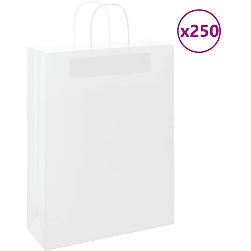 vidaXL Papirnate vrečke 250 kosov z ročaji bela 32x12x42 cm Cene
