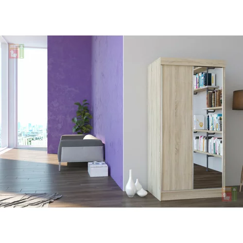 ADRK Furniture Garderobna omara z drsnimi vrati Oslo mat bela ali hrast sonoma 100x200x62 cm