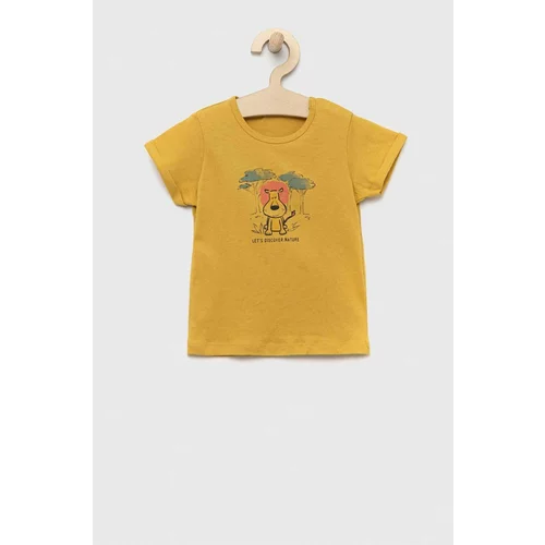 United Colors Of Benetton Otroška bombažna majica rumena barva
