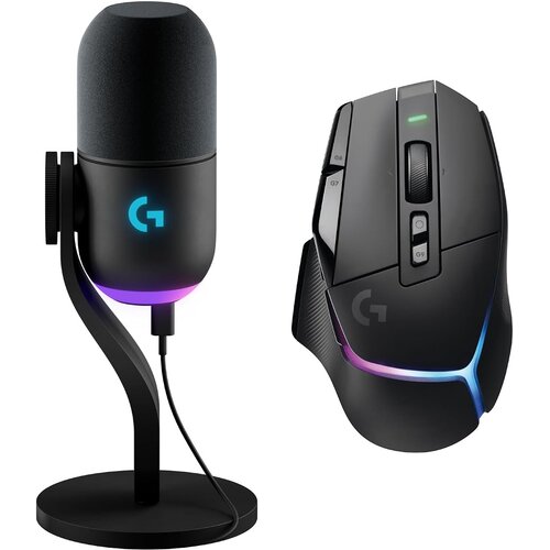 Logitech G komplet brezžične igralne miške G502 X Plus in žičnega mikrofona Yeti GX črne barve Cene
