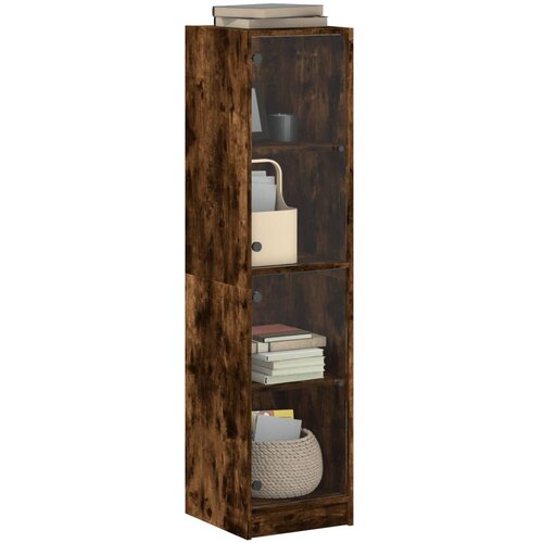  Visoka komoda sa staklenim vratima boja hrasta 35 x 37 x 142 cm Slike