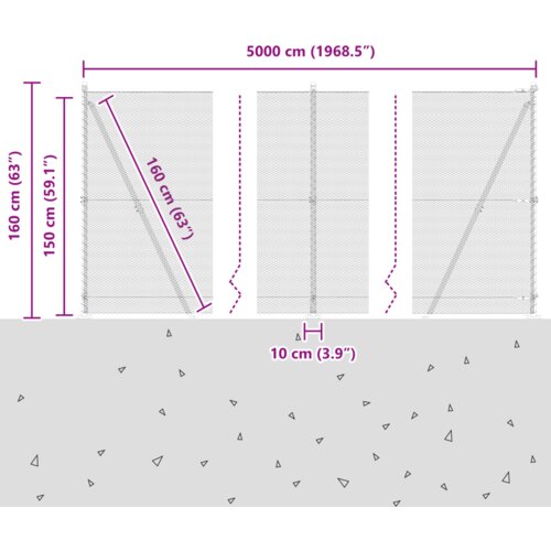 VidaXL Hexagonalna Ograda Zelena 1.5x50 m Čelik, Stubovi Ograde s Postoljem 13 kom &amp;Oslash;32mm 83.5cm Galvanizirani Čelik Slike
