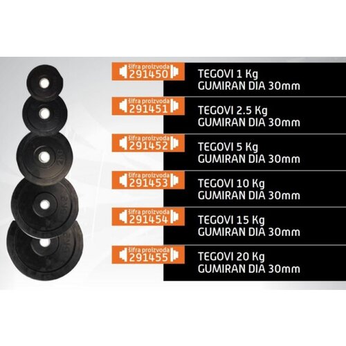 Gimfit gumirani teg čelik 10kg 30mm ( 291453 ) Cene