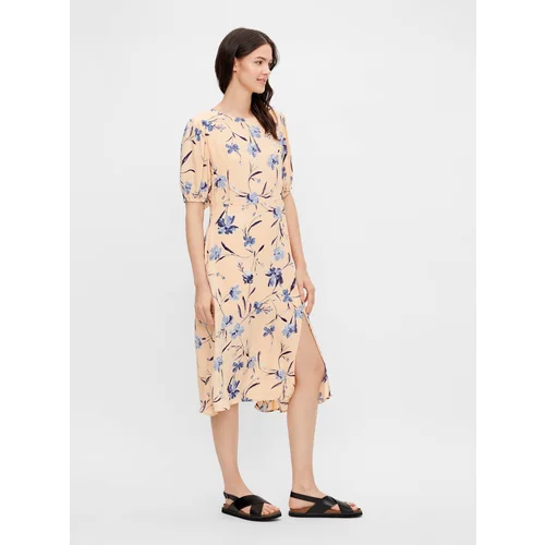 Pieces Apricot Floral Midish with Neckline Lillian - Women