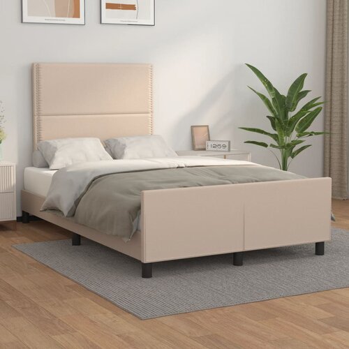  The Living Store Posteljni okvir z vzglavjem kapučino 120x190 cm umetno usnje - Posteljni Okvir Z Vzglavjem, (21530508) Slike