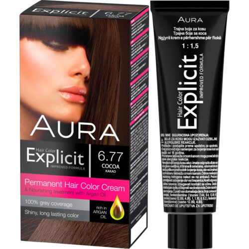 Aura set za trajno bojenje kose explicit 6.77 cocoa / kakao Cene