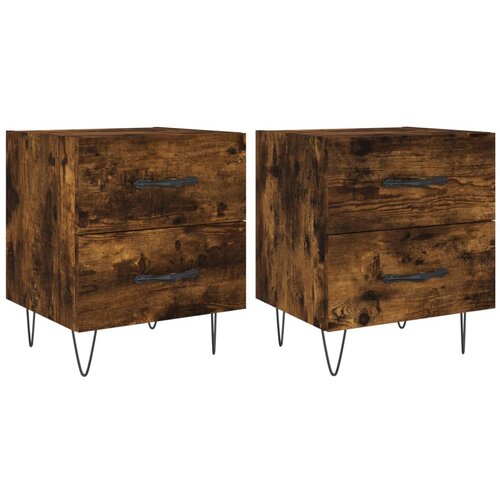Maison Chic Dvo delni komplet Nočne omarice - Nočne mize dimljen hrast 40x35x47,5 cm inženirski les, (21687334) Slike