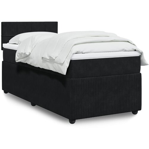 vidaXL Box spring postelja z vzmetnico črna 90x200 cm žamet Cene