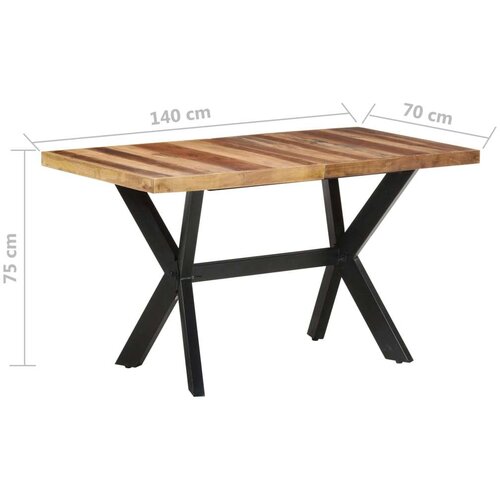 VidaXL Blagovaonski stol 140 x 70 x 75 cm od masivnog drva i &amp;scaron;i&amp;scaron;ama Slike