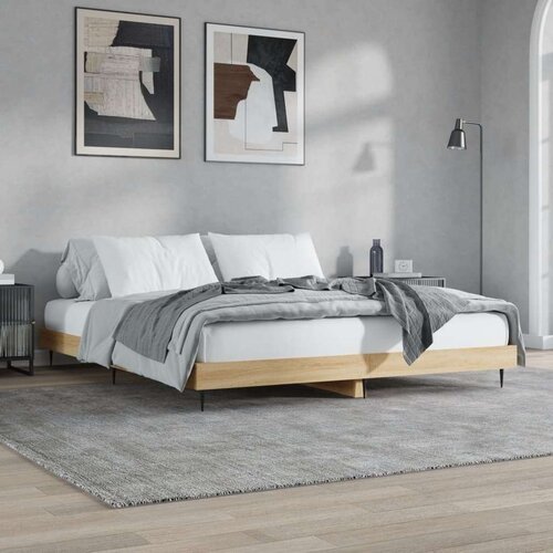 VidaXL Okvir za krevet boja hrasta 200x200 cm od konstruiranog drva Slike