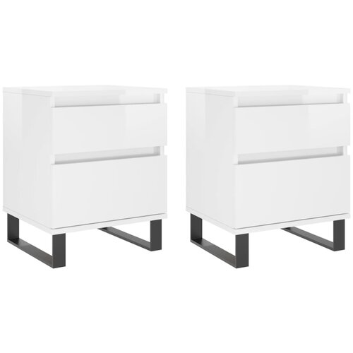 Maison Chic Dvo delni komplet Nočne omarice - Nočne mize visok sijaj bela 40x35x50cm inženirski les, (21686857) Slike