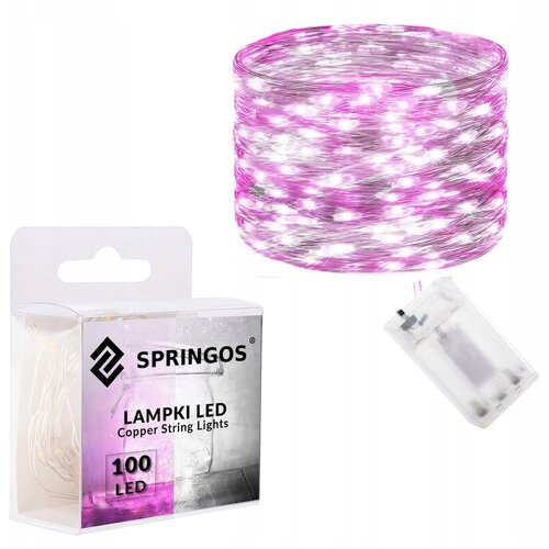 springos Božične lučke 100 roza in belih LED luči na baterije, (21638552) Cene