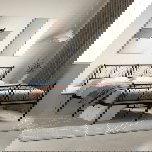 VidaXL Metalni okvir kreveta uzglavlje i podnožje crni 160x200 cm Slike
