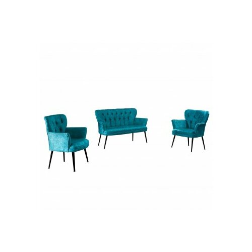 Atelier Del Sofa sofa i dve fotelje paris black metal petrol blue Slike