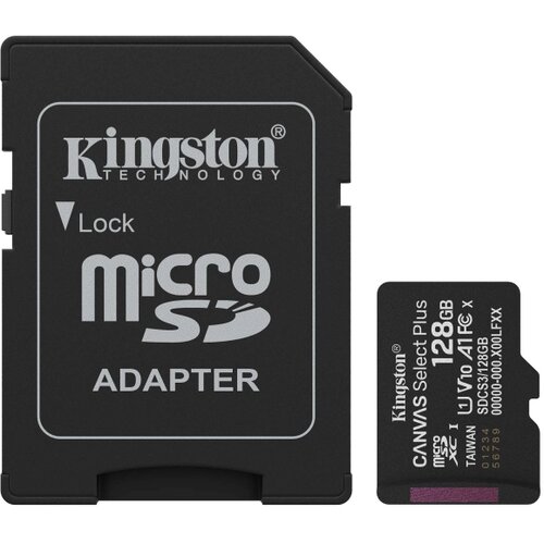 Kingston MicroSD 128GB, Canvas Select Plus, Class 10 UHS-I U1 V10 A1, Read up to 150MB/s, w/SD adapter Cene