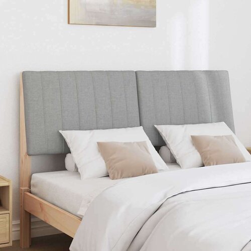 VidaXL tapecirani uzglavlje svijetlo siva 140 cm čvrsto borovo drvo Slike