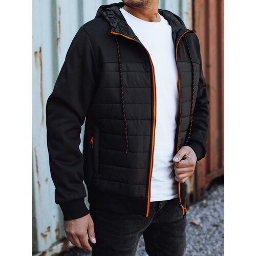 DStreet Men's transitional quilted jacket with hood black Cene