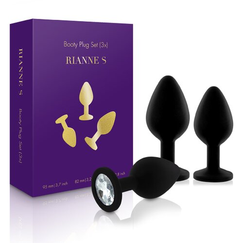 RIANNE S 3-delni set analnih čepov - Booty Plug Original, črn Cene