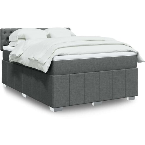  Krevet s oprugama i madracem tamnosivi 140x190 cm od tkanine Cijene