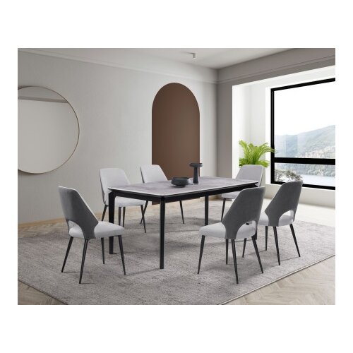 Art Invest Trpezarijski sto Terra siva keramicka pl/Crne drvene noge 760x895x1795 Cene