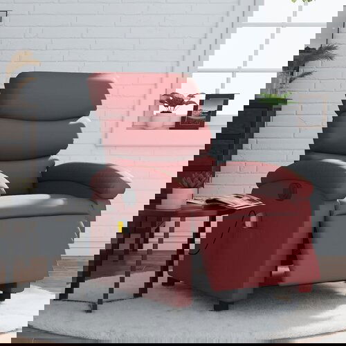 vidaXL Električni masažni naslonjač od umjetne kože crvena boja vina Cene