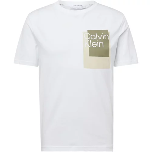 Calvin Klein Majica bež / oliva / bela