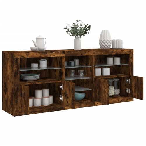  Komoda s LED svjetlima boja dimljenog hrasta 162 x 37x 67 cm Cene