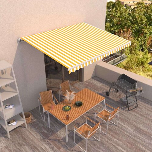  Tenda na ručno uvlačenje 450 x 300 cm žuto-bijela Cijene