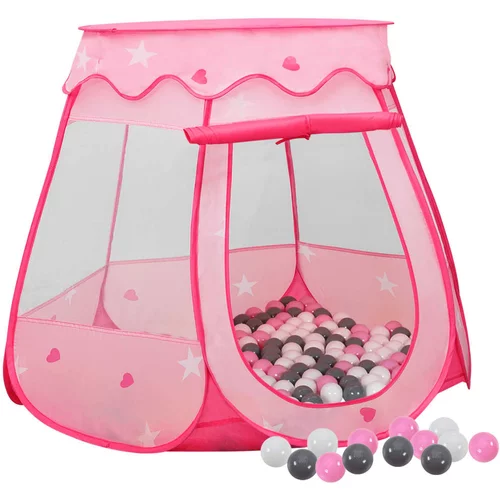  Dječji šator za igru s 250 loptica ružičasti 102 x 102 x 82 cm