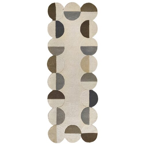 Flair Rugs Sivo-bež ročno tkan volnen tekač 80x230 cm Mia Scallop Frame – Cene