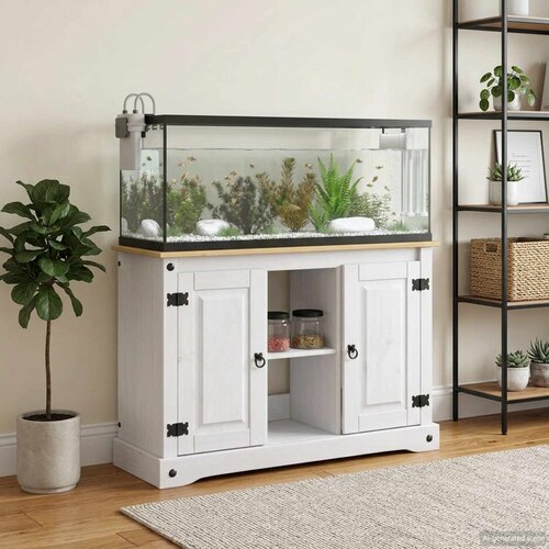VidaXL Stalak za akvarij CORONA Bijela i smeđa 101,5 x 37 x 73 cm Slike