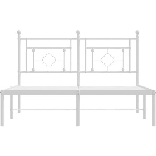 VidaXL Metalni okvir za krevet s uzglavljem bijeli 140 x 190 cm Slike