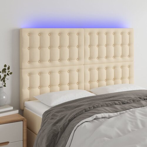  LED uzglavlje krem 144x5x118/128 cm od tkanine Slike