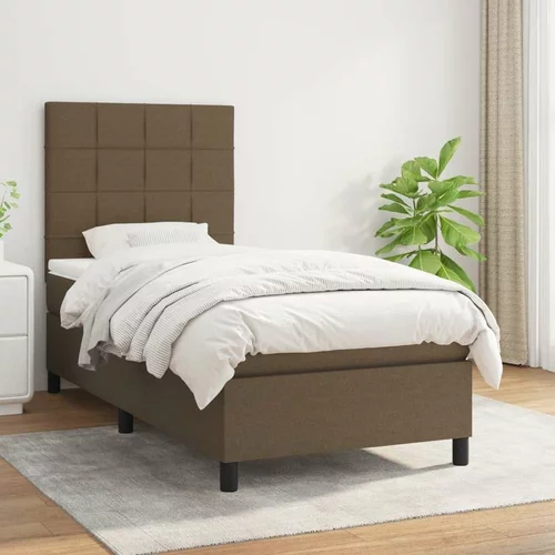  Box spring postelja z vzmetnico temno rjava 100x200 cm blago, (20898625)